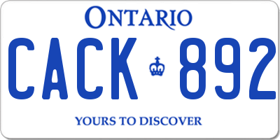 ON license plate CACK892