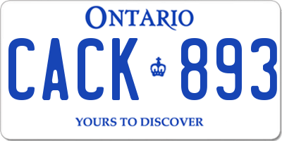 ON license plate CACK893