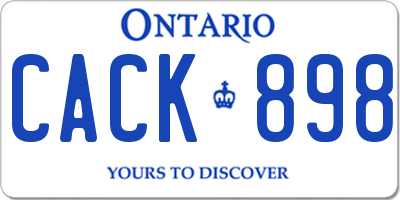 ON license plate CACK898