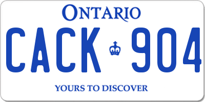 ON license plate CACK904