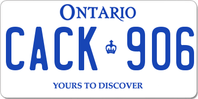 ON license plate CACK906