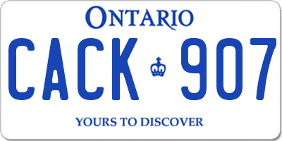 ON license plate CACK907