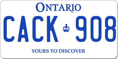 ON license plate CACK908