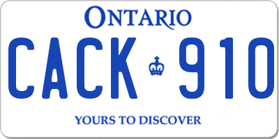 ON license plate CACK910