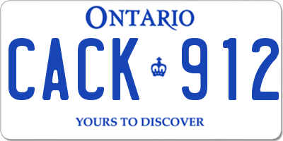 ON license plate CACK912