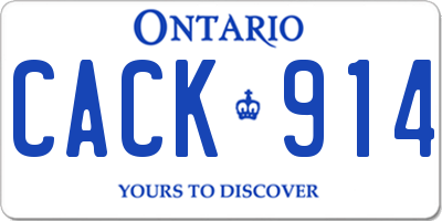 ON license plate CACK914