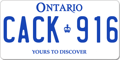 ON license plate CACK916