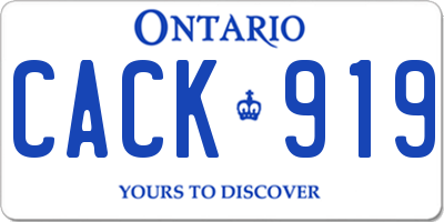 ON license plate CACK919