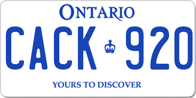 ON license plate CACK920