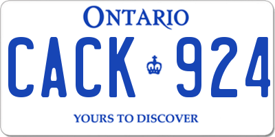 ON license plate CACK924