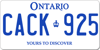 ON license plate CACK925