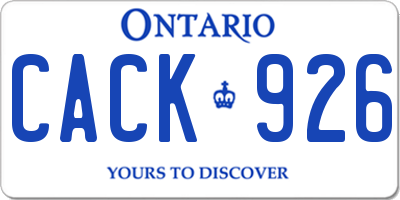 ON license plate CACK926