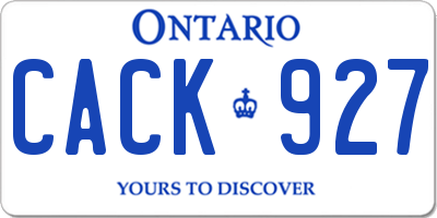 ON license plate CACK927