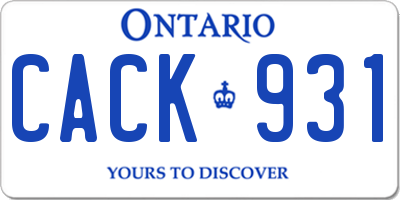 ON license plate CACK931