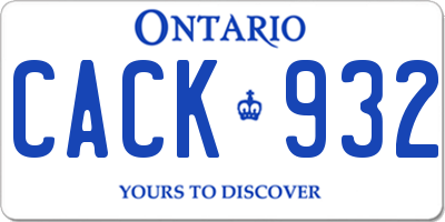 ON license plate CACK932