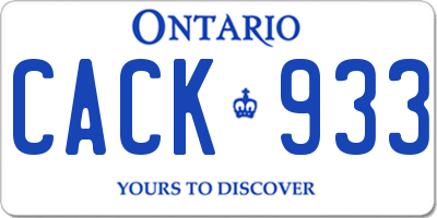 ON license plate CACK933