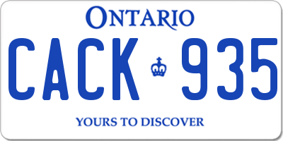 ON license plate CACK935