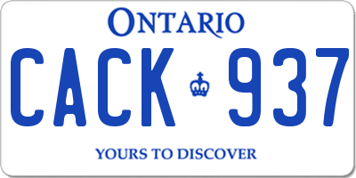 ON license plate CACK937