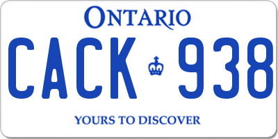 ON license plate CACK938