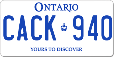 ON license plate CACK940