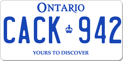 ON license plate CACK942