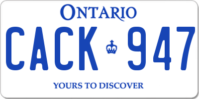 ON license plate CACK947