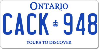 ON license plate CACK948