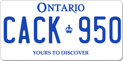 ON license plate CACK950