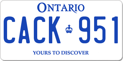 ON license plate CACK951