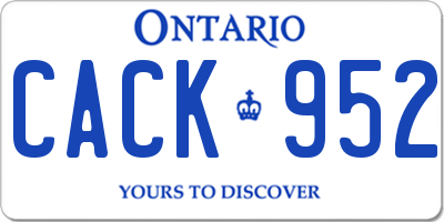 ON license plate CACK952