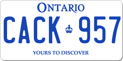 ON license plate CACK957