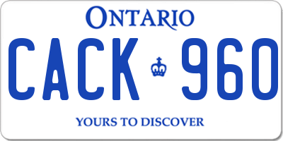 ON license plate CACK960