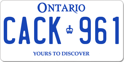 ON license plate CACK961