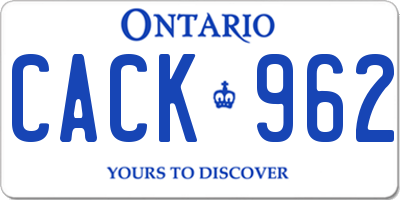 ON license plate CACK962