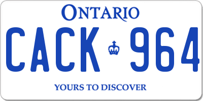 ON license plate CACK964