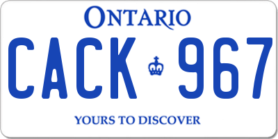 ON license plate CACK967