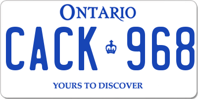 ON license plate CACK968