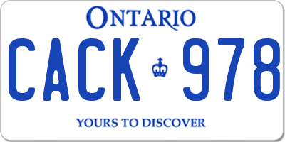 ON license plate CACK978