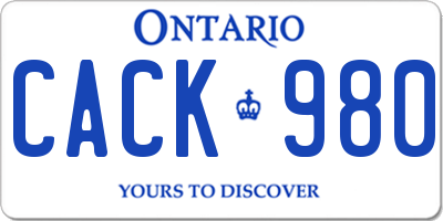 ON license plate CACK980