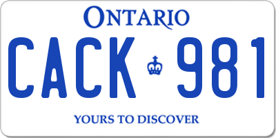 ON license plate CACK981