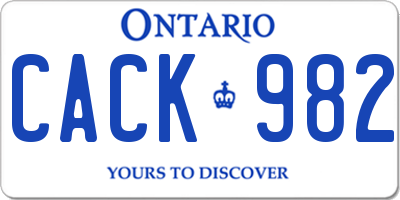 ON license plate CACK982