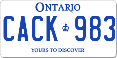 ON license plate CACK983