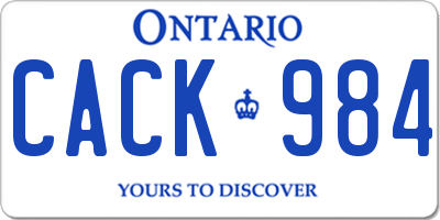 ON license plate CACK984