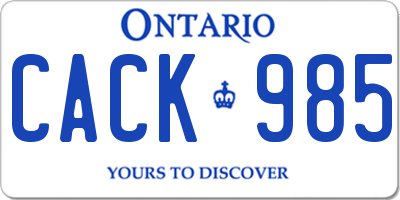 ON license plate CACK985