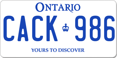 ON license plate CACK986