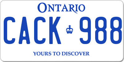 ON license plate CACK988