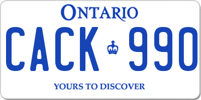 ON license plate CACK990