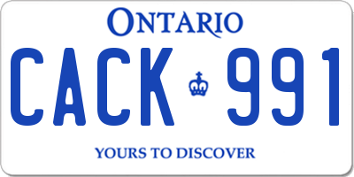 ON license plate CACK991