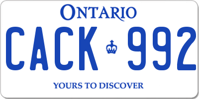 ON license plate CACK992