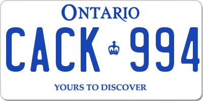 ON license plate CACK994